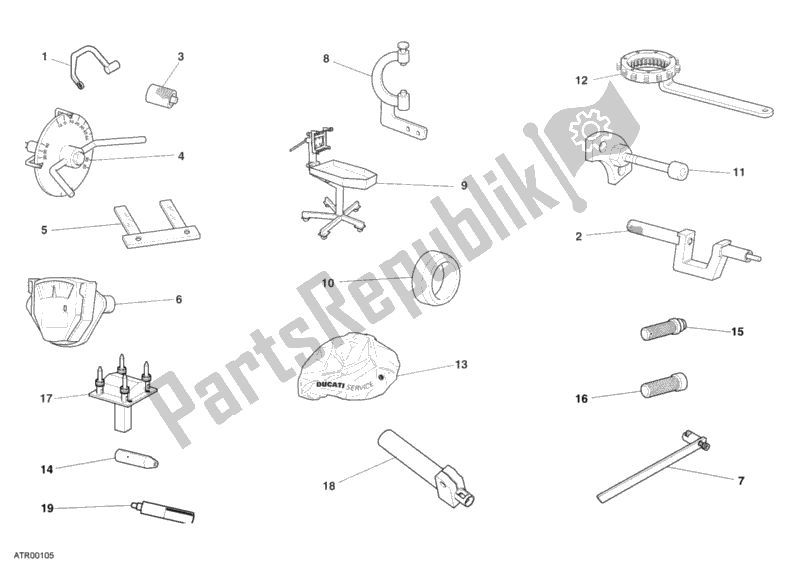 Toutes les pièces pour le 001 - Outils De Service D'atelier, Moteur du Ducati Superbike 999 R USA 2006